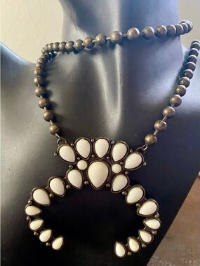 Plunder Western & Vintage-Inspired White Squash Blossom Statement Necklace